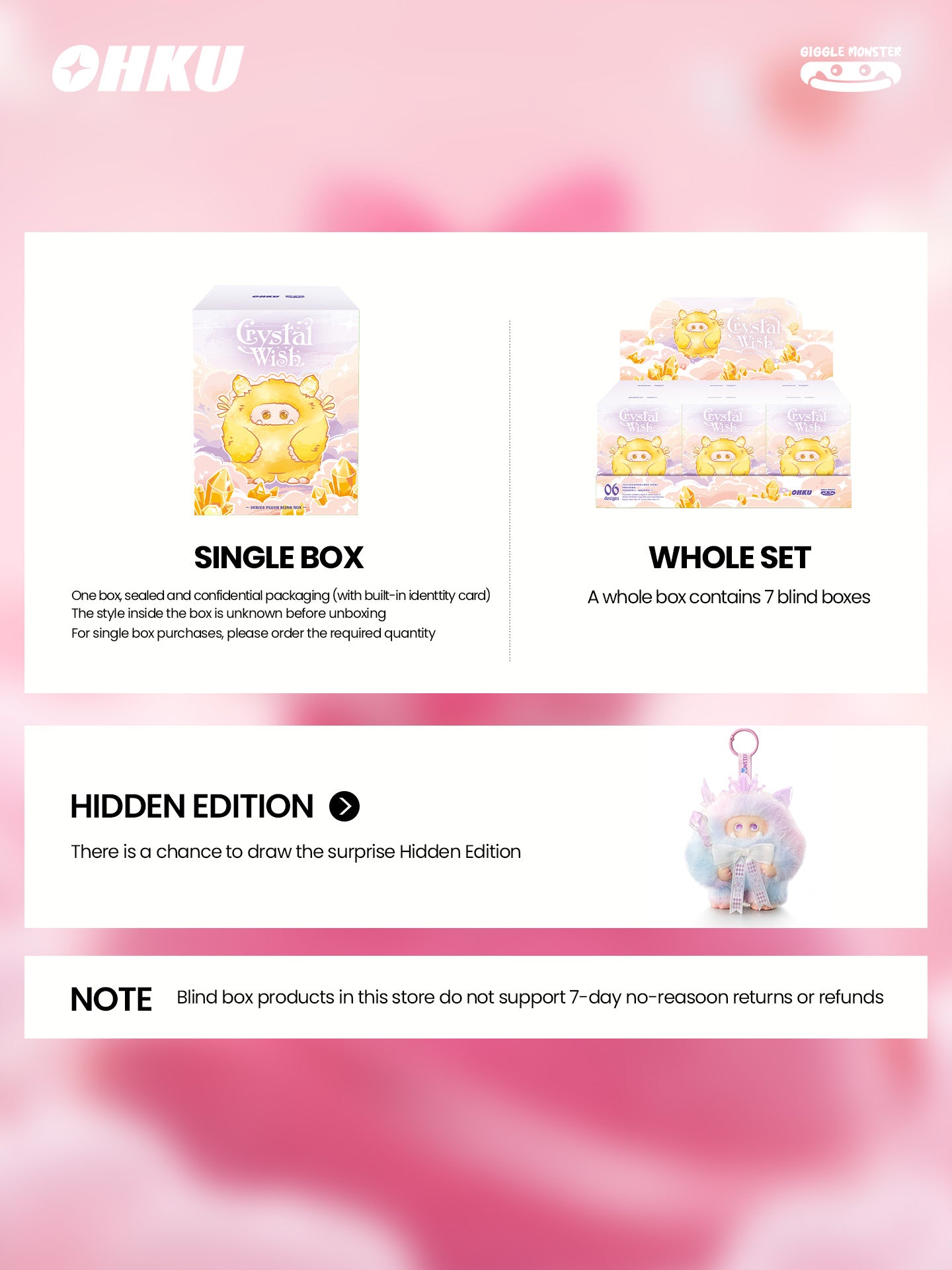 OHKU GIGGLE MONSTER Crystal Wish Series